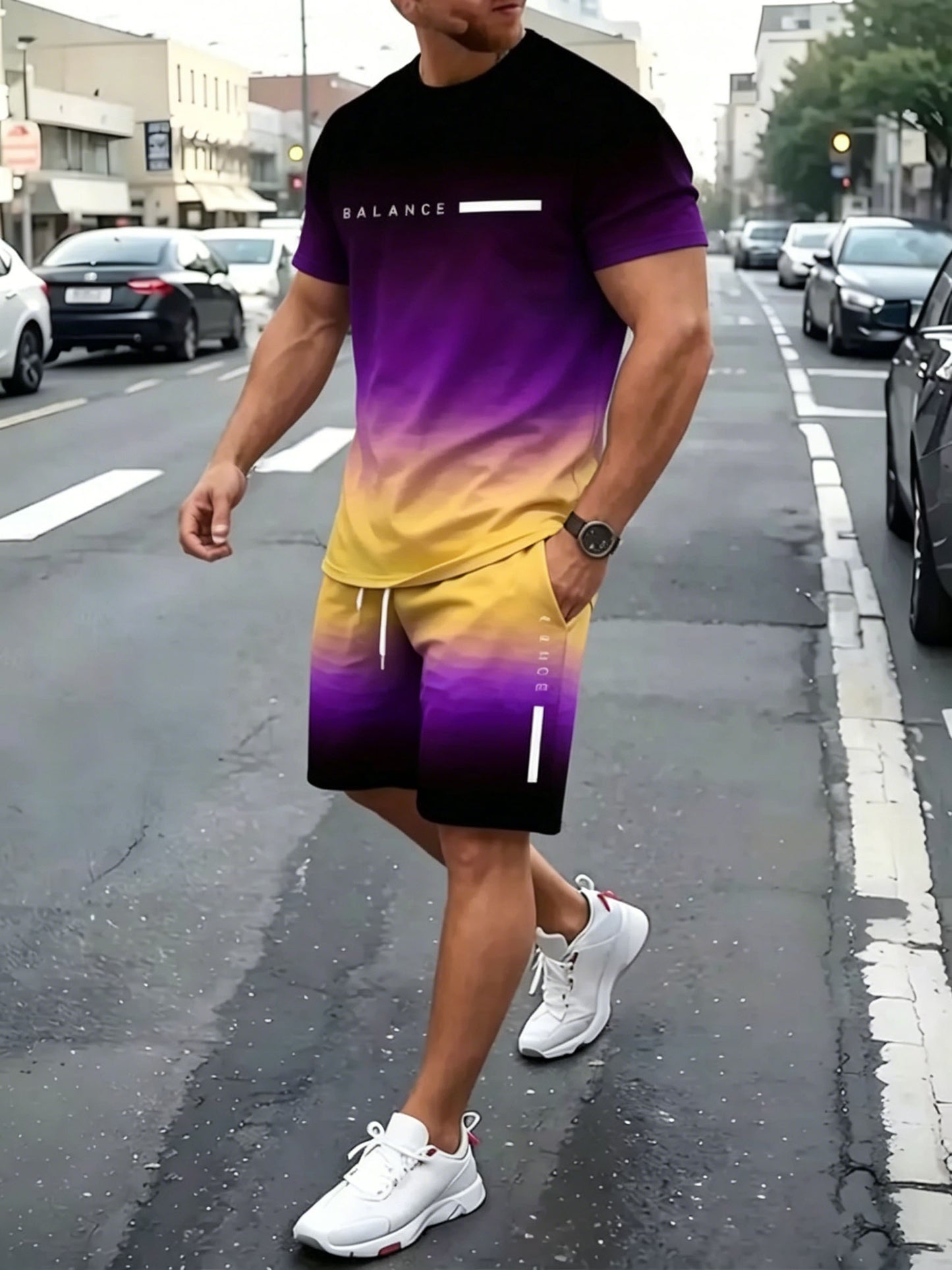 ⚡ Men's Gradient Fitness 2-Piece Set