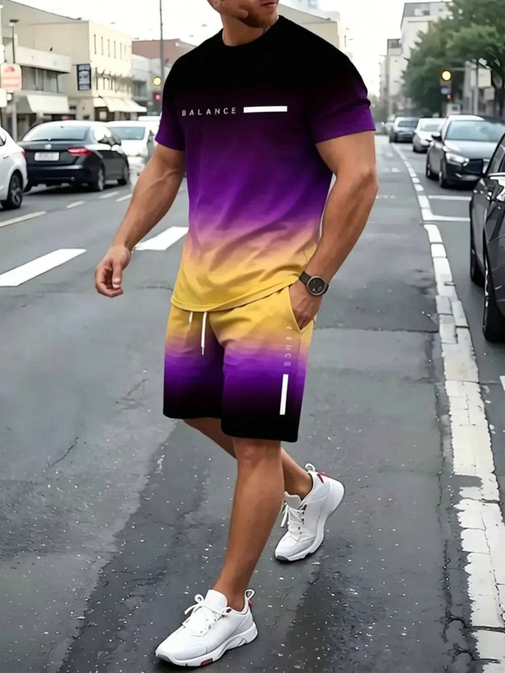 ⚡ Men's Gradient Fitness 2-Piece Set