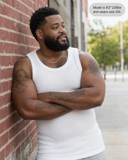 💝💝Men's Wide Strap Ribbed Tank Top