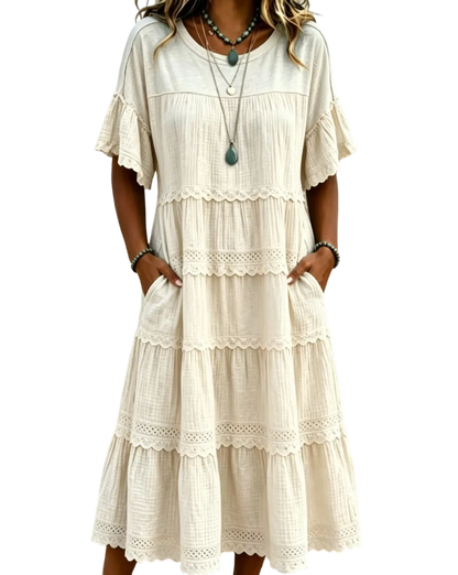 🔥Cool & breathable fabric🍃Women's Vintage Patchwork Lace Dress.