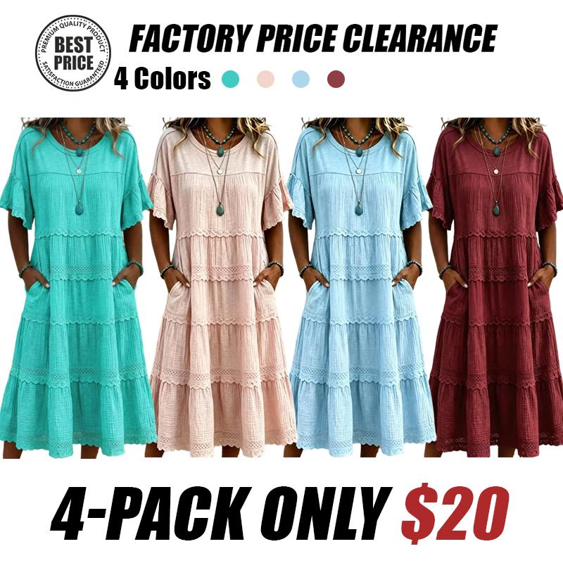 🔥Cool & breathable fabric🍃Women's Vintage Patchwork Lace Dress.