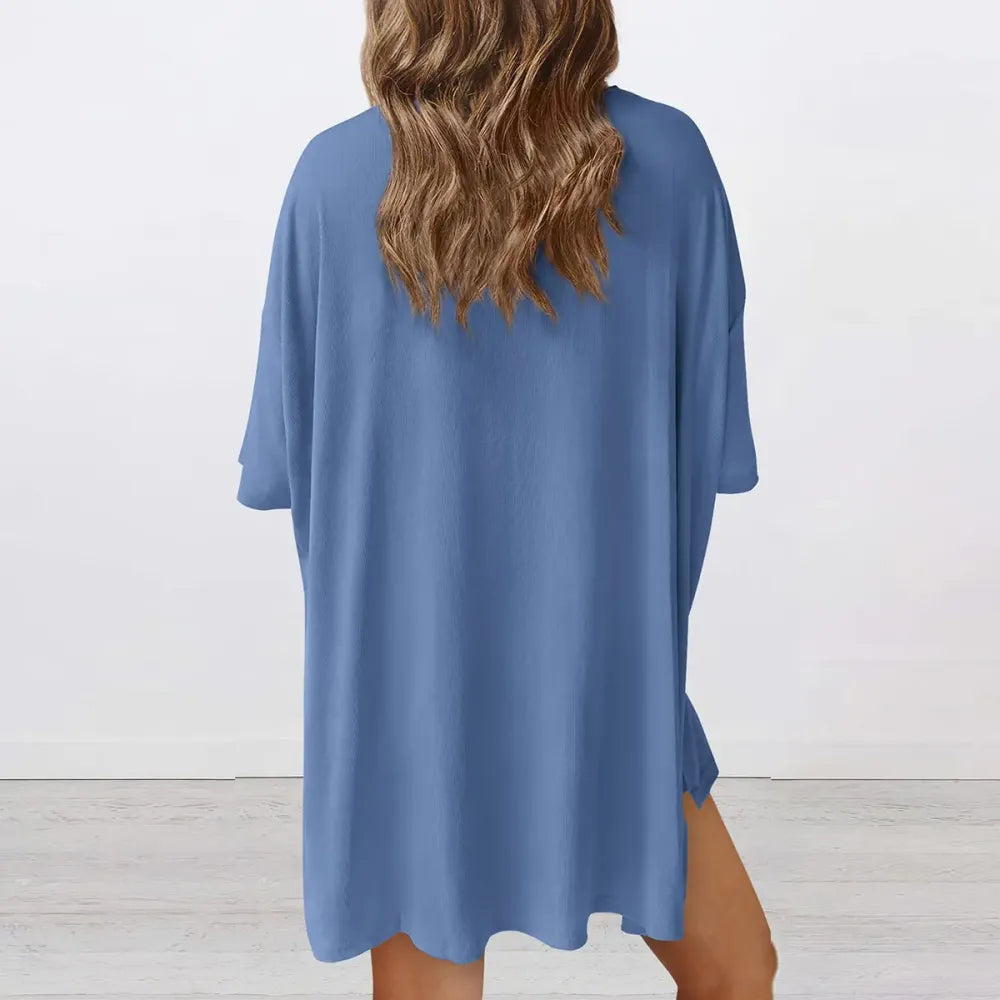 Women Summer Casual Oversized Shirts & Side Pocket Shorts
