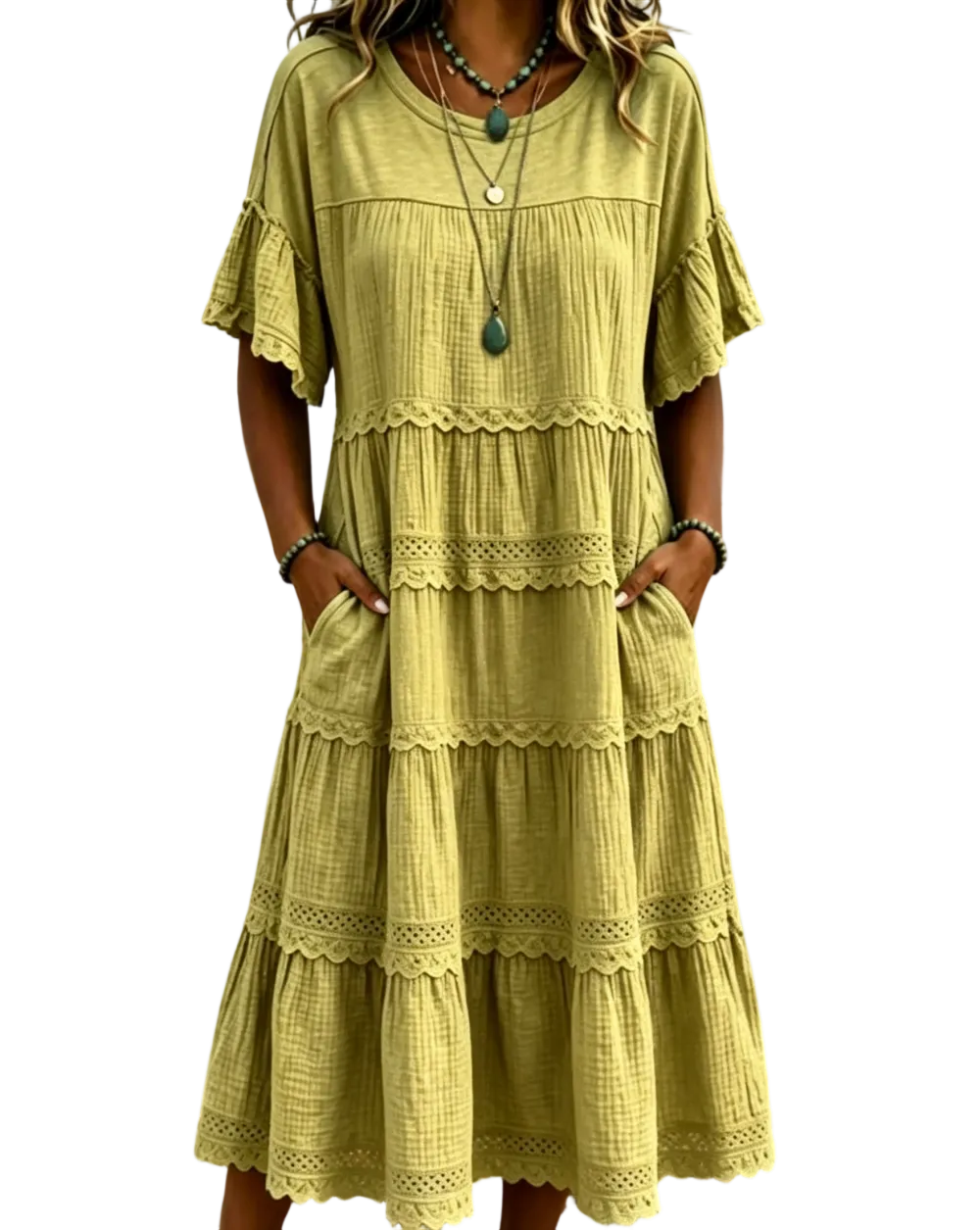 🔥Cool & breathable fabric🍃Women's Vintage Patchwork Lace Dress.