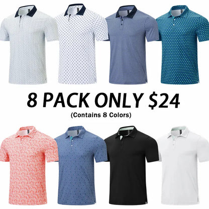 Men's Classic Polo Shirts Contrast Collar Short Sleeve Casual Solid Stylish and Printed Polo