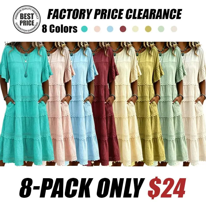 🔥Cool & breathable fabric🍃Women's Vintage Patchwork Lace Dress.