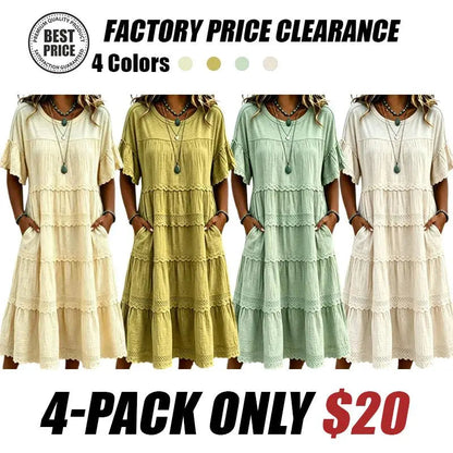 🔥Cool & breathable fabric🍃Women's Vintage Patchwork Lace Dress.