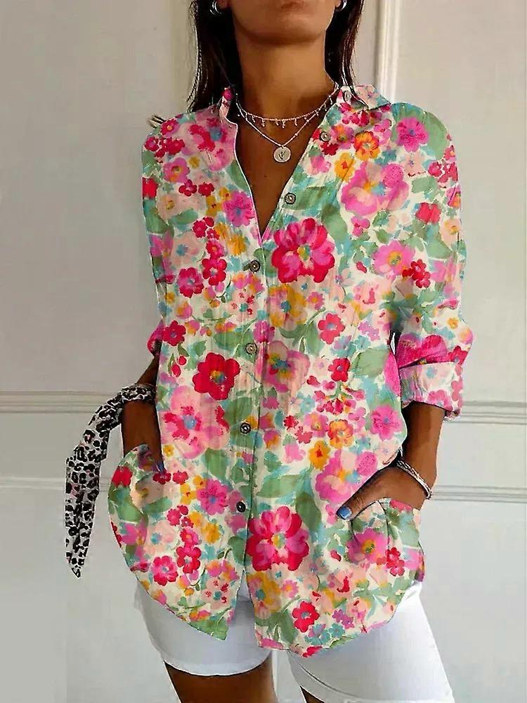 🔥LAST DAY SALE🔥 Women Retro Floral Print Casual Button‑Up Shirt